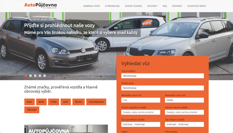 Autopůjčovna Nymburk - webové stránky