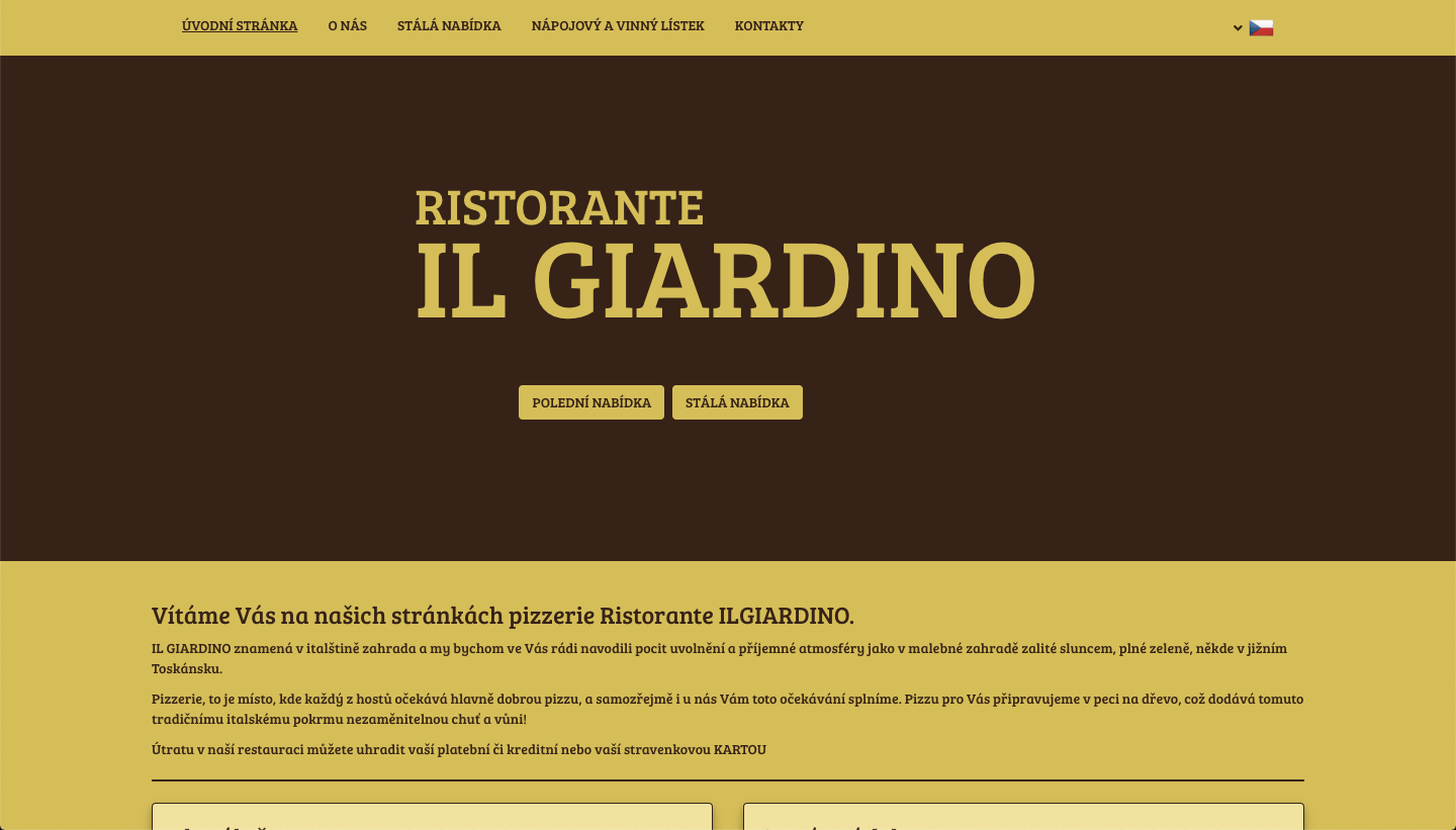 Pizzerie il Giardino  - webové stránky